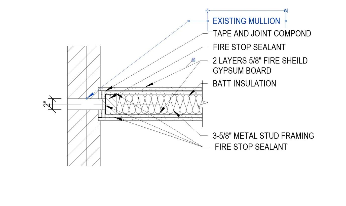 UL Detail 2hr Wall to Exterior Mullion. Interior UL Listed