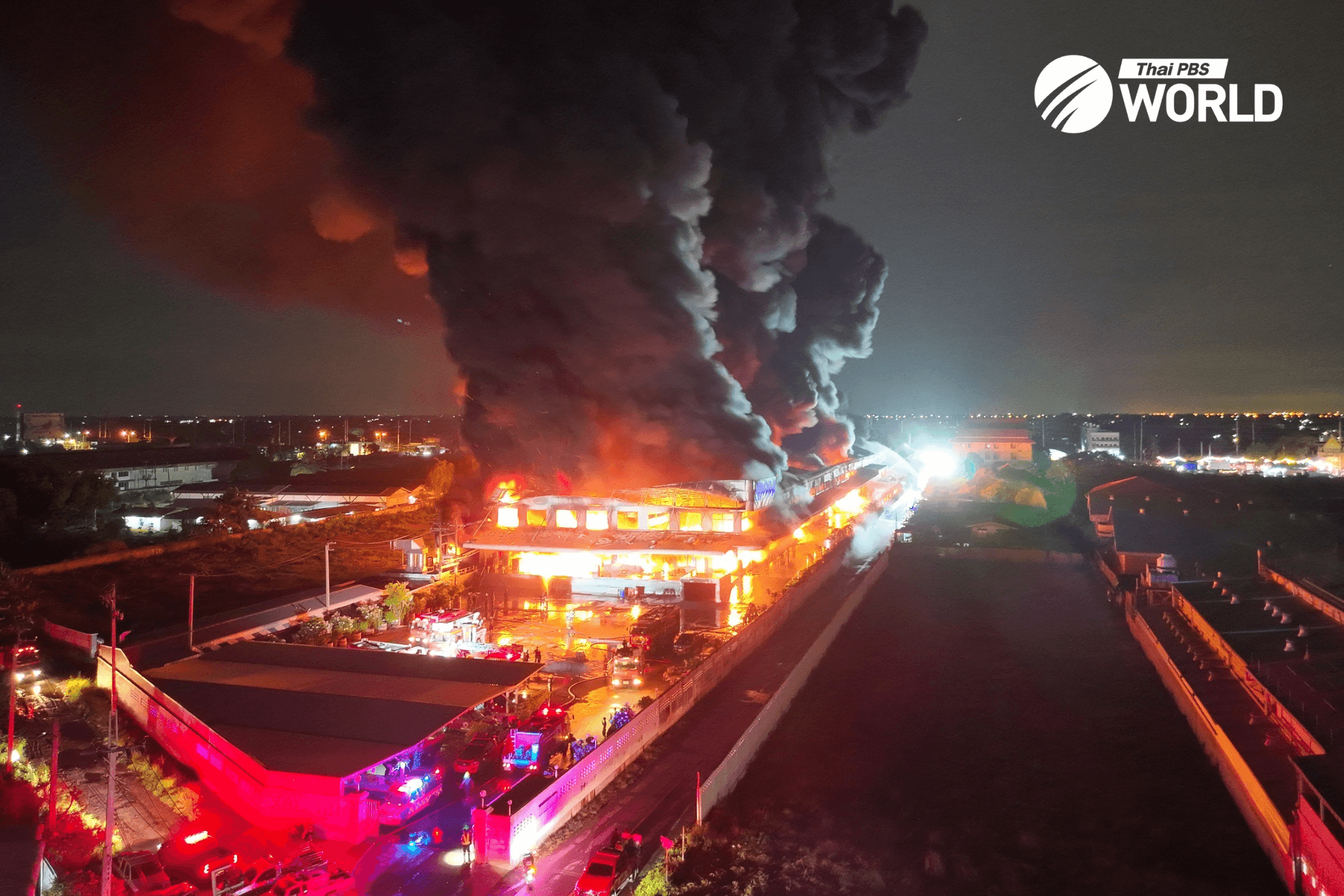 Massive blaze in furniture warehouse in Bangkok's Lad Krabang area