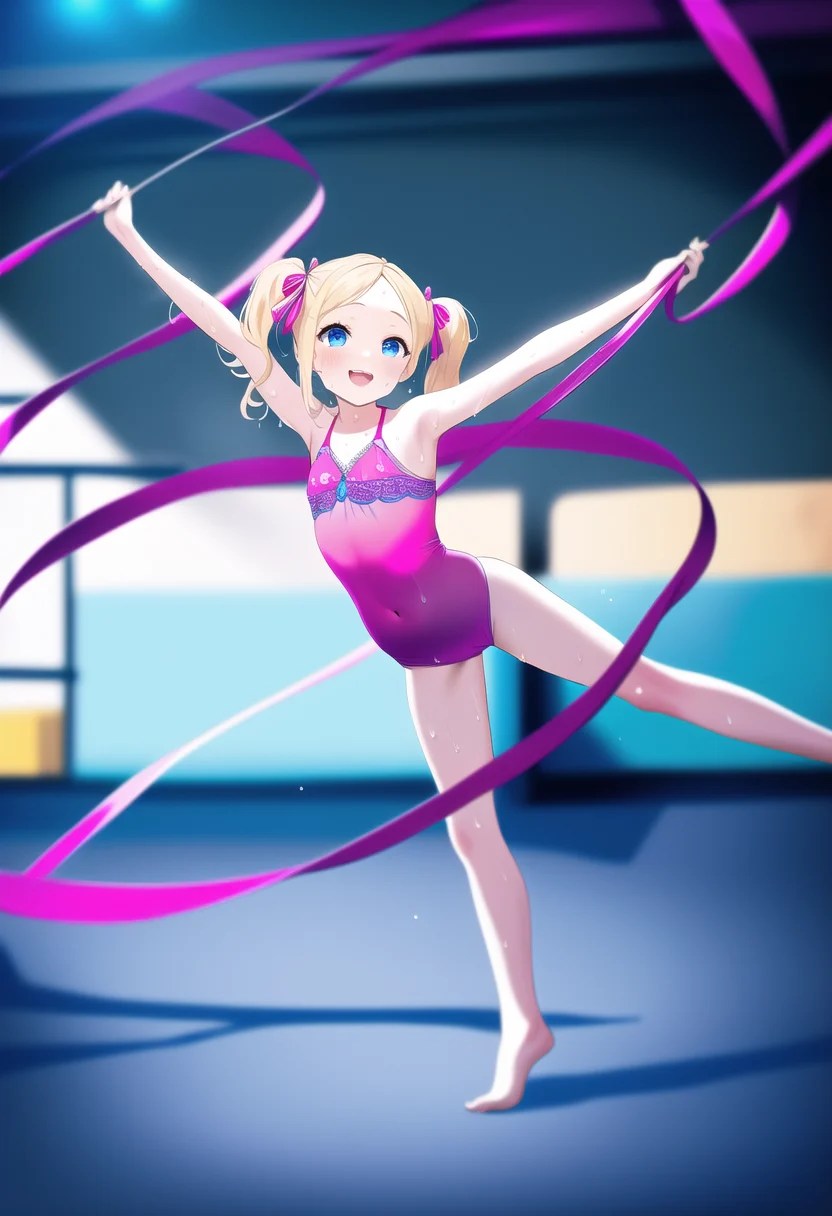 blonde girl doing rhythmic gymnastics Aipictors