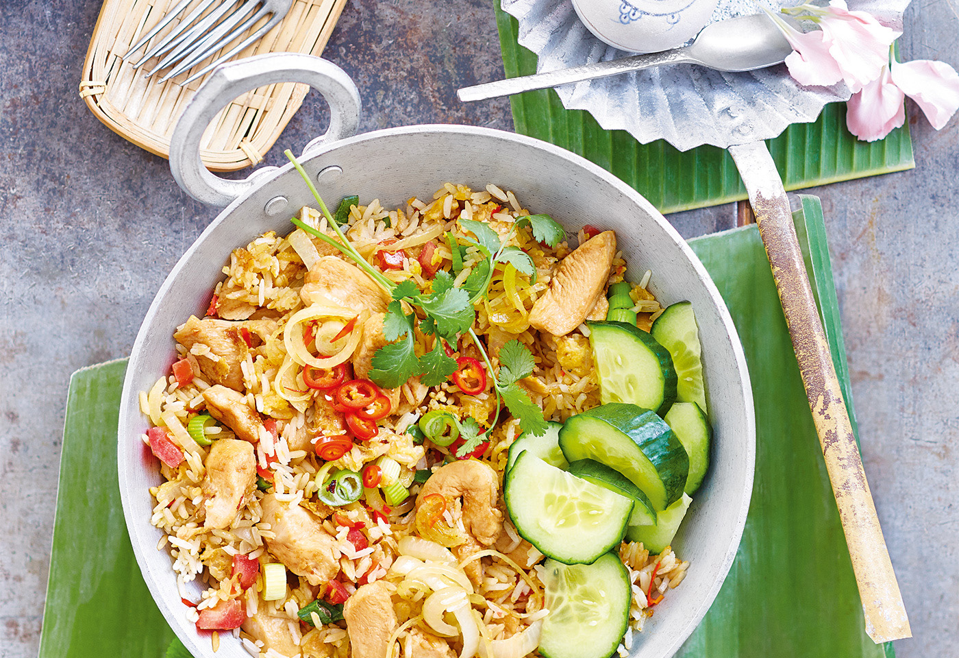 Khao Pad Gai Gebratener Reis Frisch Gekocht