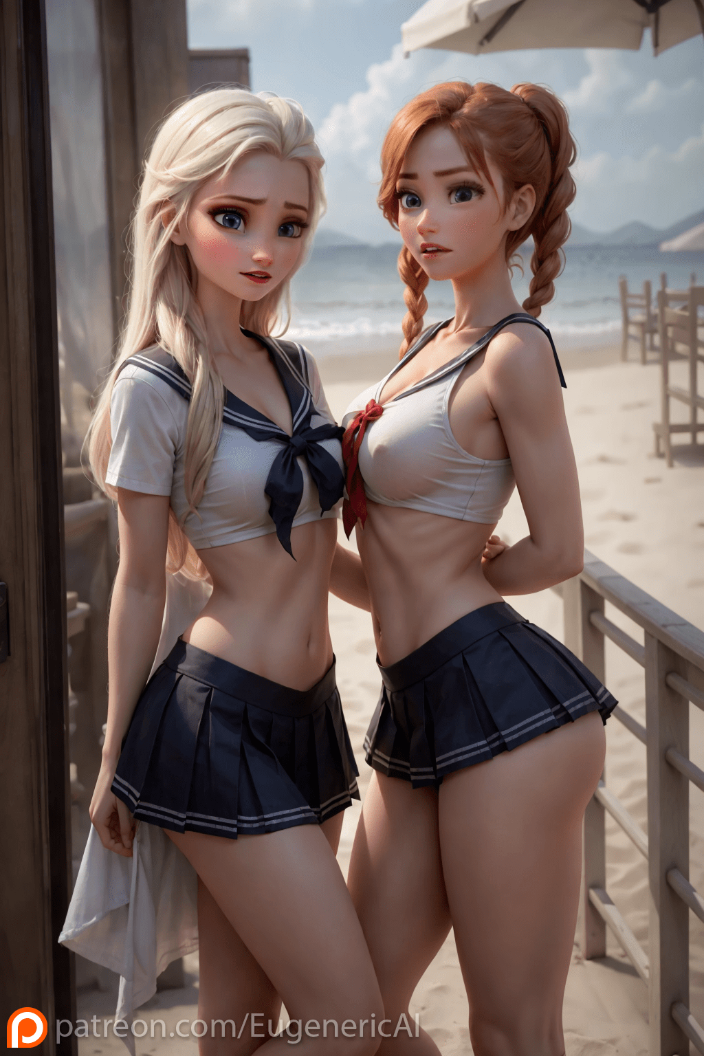 Elsa and Anna : rule34aiart
