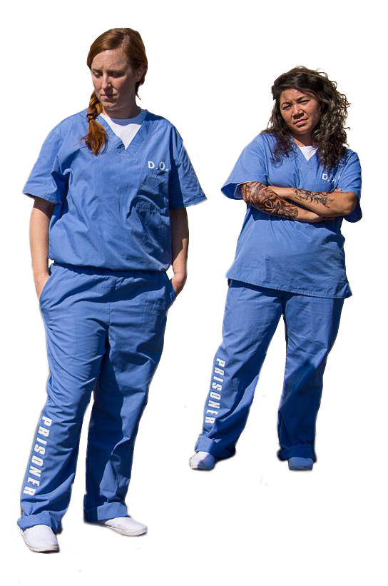 Women Prisoners Blue Jumpsuit r/cutouts