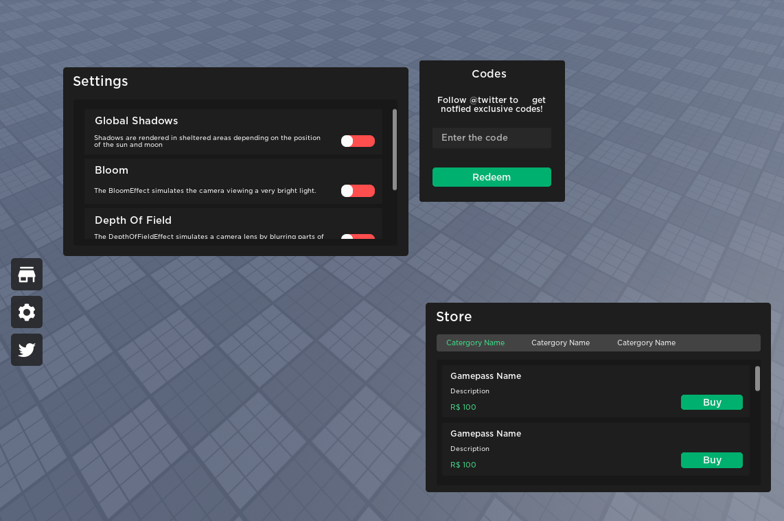 FULLY 100 CUSTOMIZABLE MODERN SLEEK UI FOR ALL TYPES OF ROBLOX GAMES