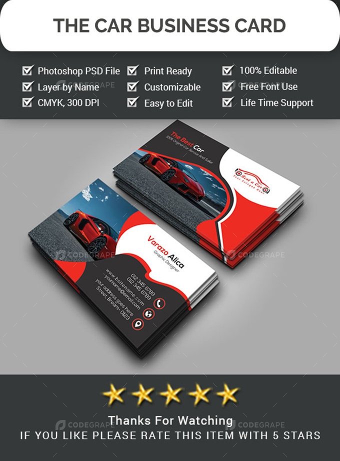 Rent A Car Business Card Prints CodeGrape