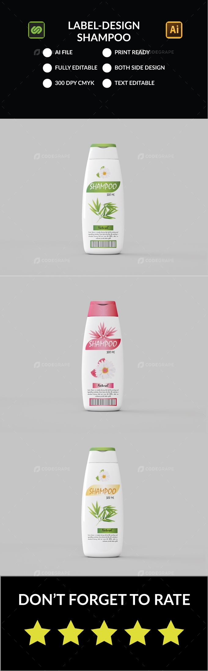 Shampoo Label Design Prints CodeGrape