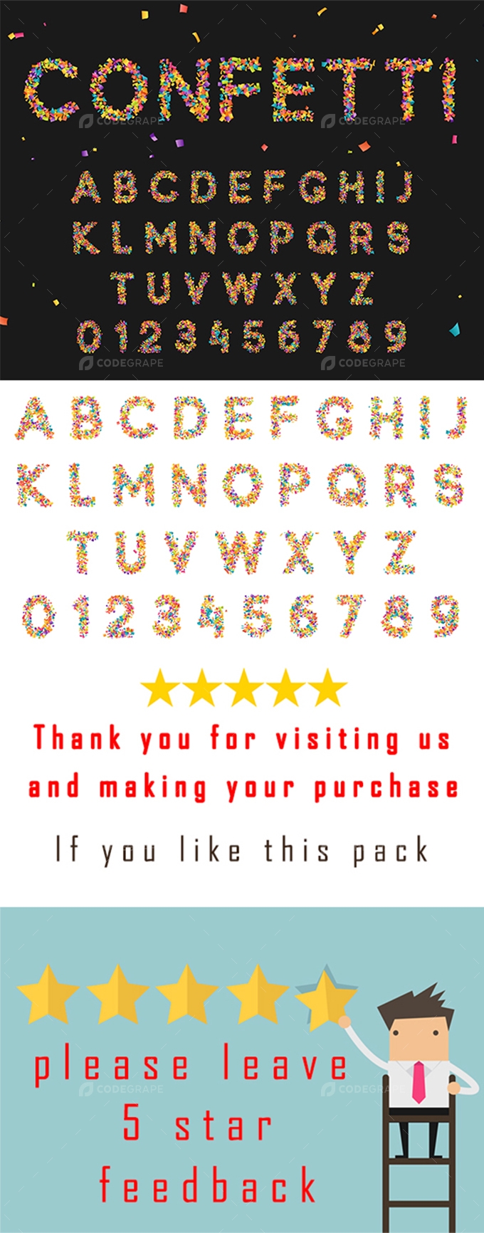 Confetti Alphabet Graphics CodeGrape