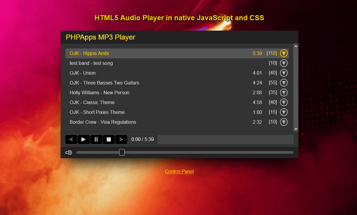 HTML5 Audio Player Preview CodeGrape