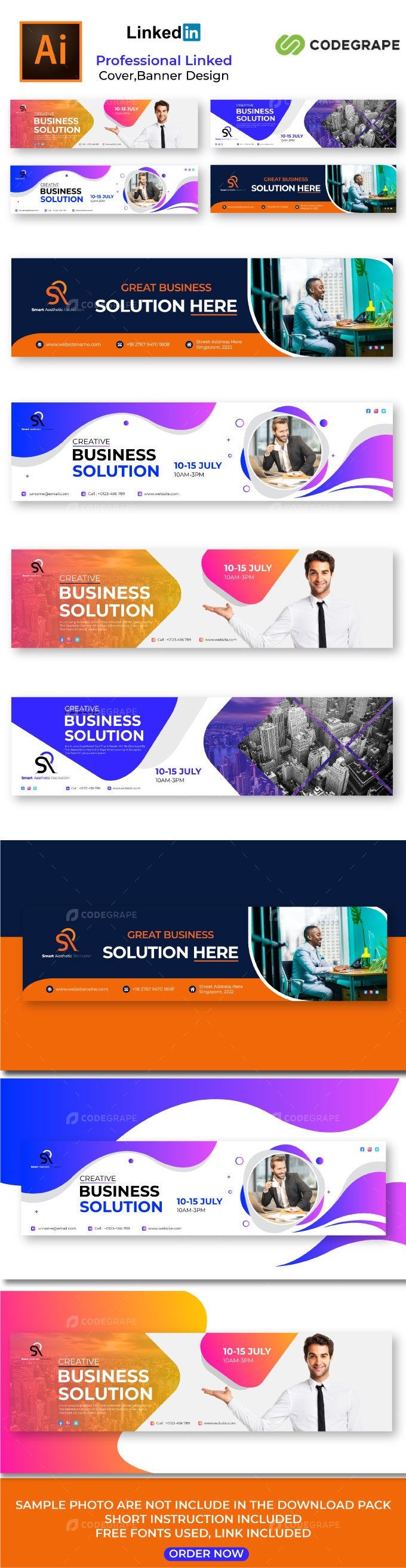 LinkedIn Cover Design Template Graphics CodeGrape