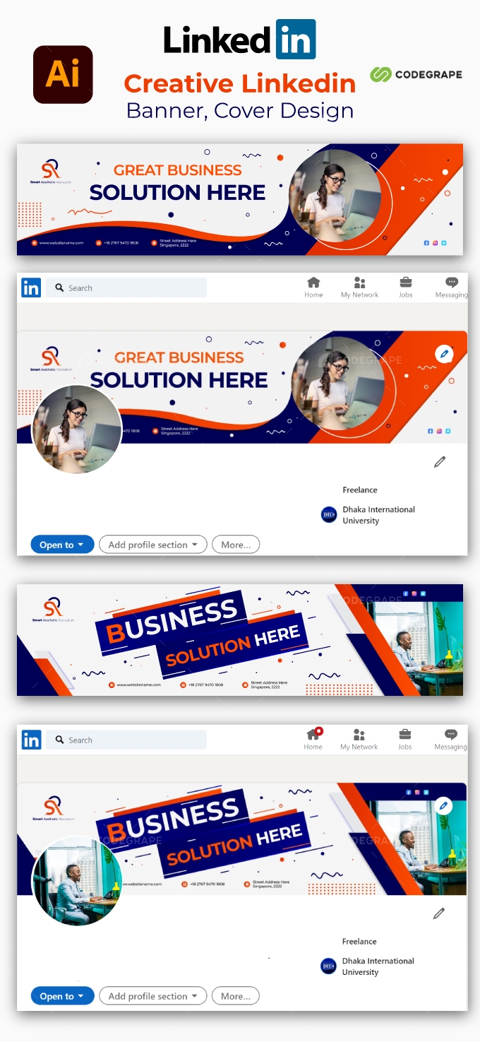 LinkedIn Banner Design Template Graphics CodeGrape