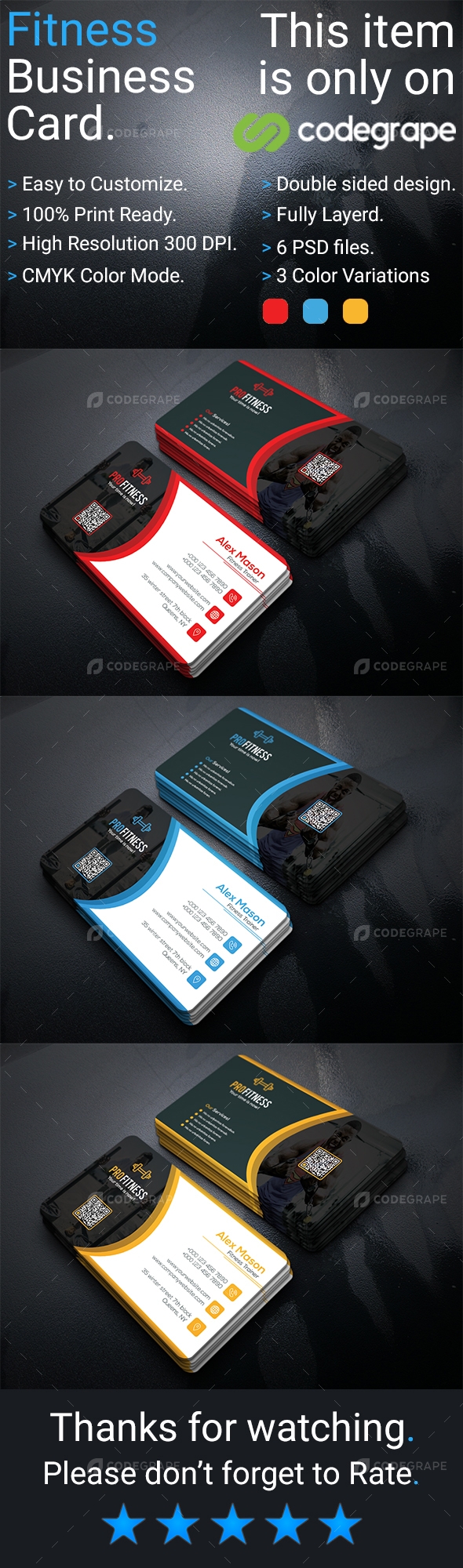 Fitness Business Card Prints CodeGrape