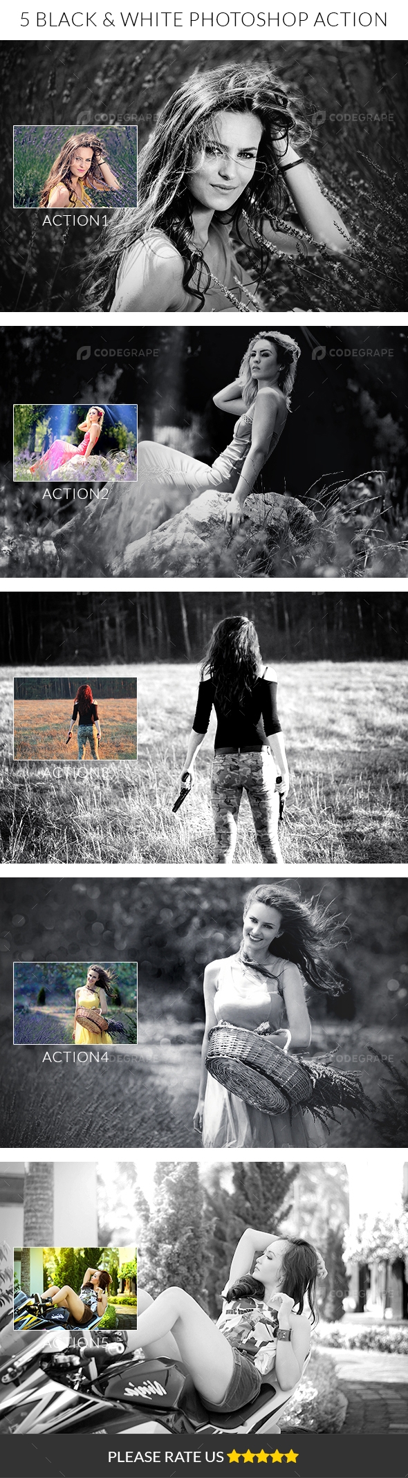 5 Black & White Action Graphics CodeGrape