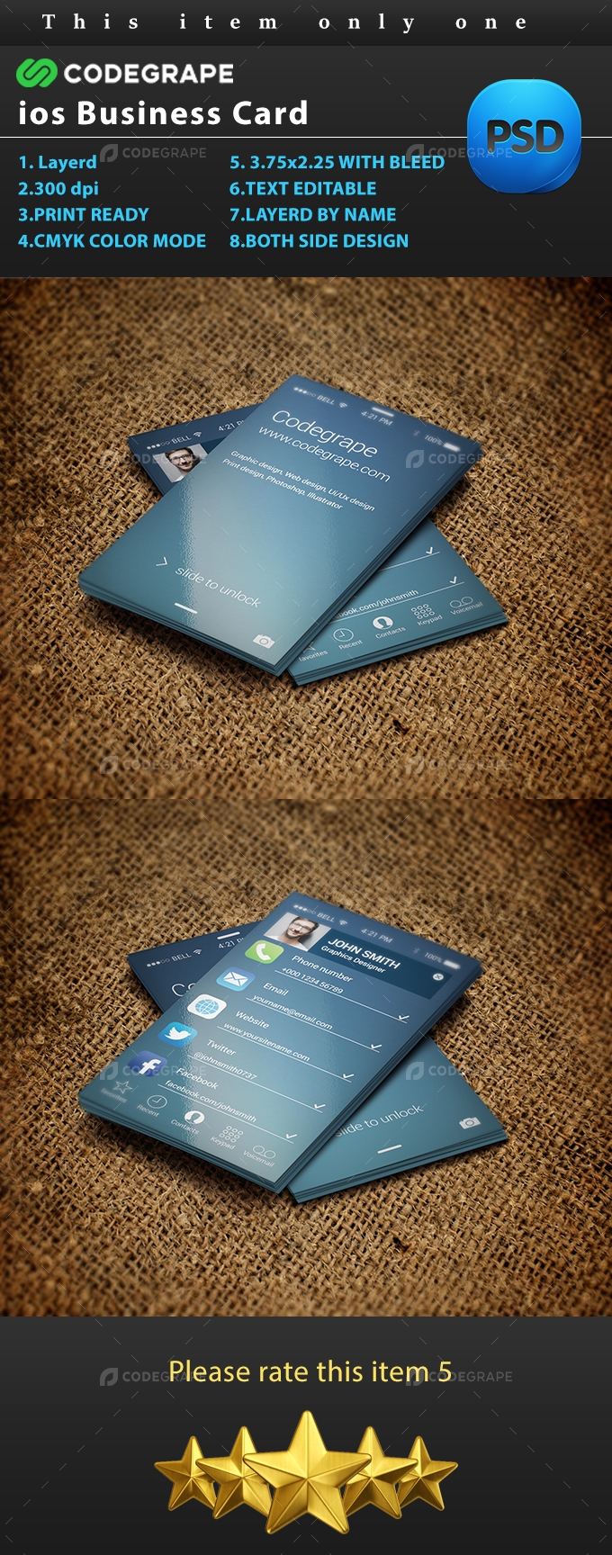 iOS Business Card [VOL9] Prints CodeGrape