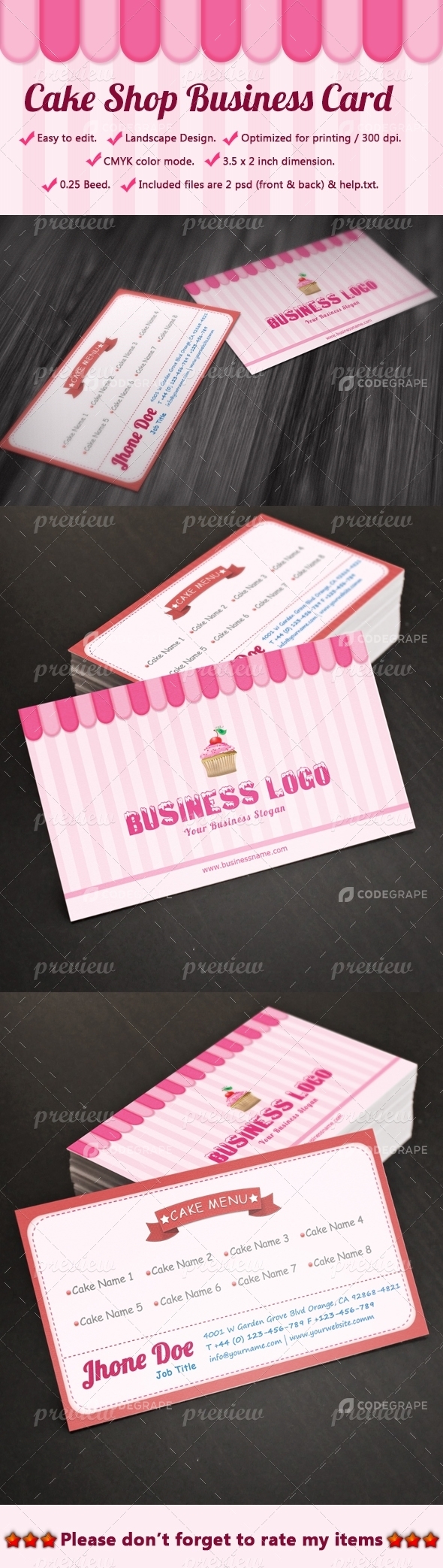 Cake Shop Business Card Prints CodeGrape