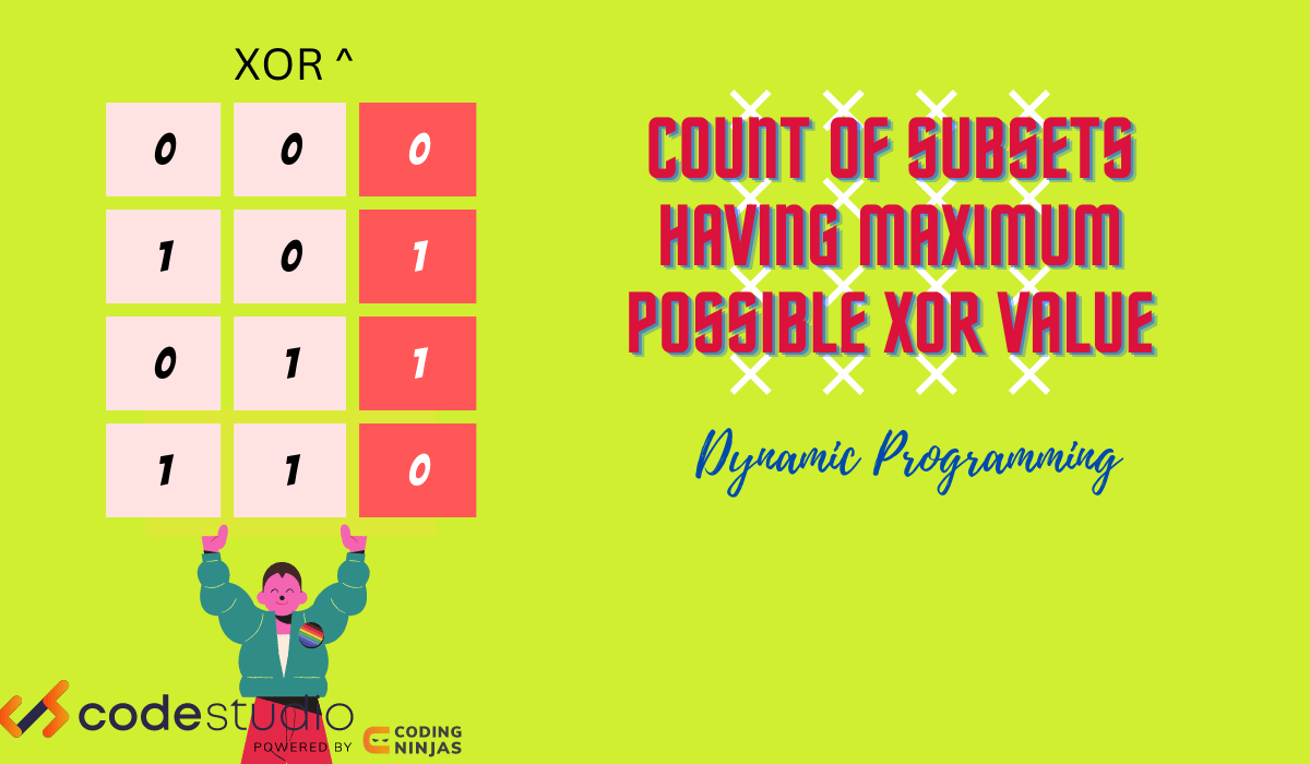 Count of Subsets having Maximum Possible XOR Value Coding Ninjas CodeStudio