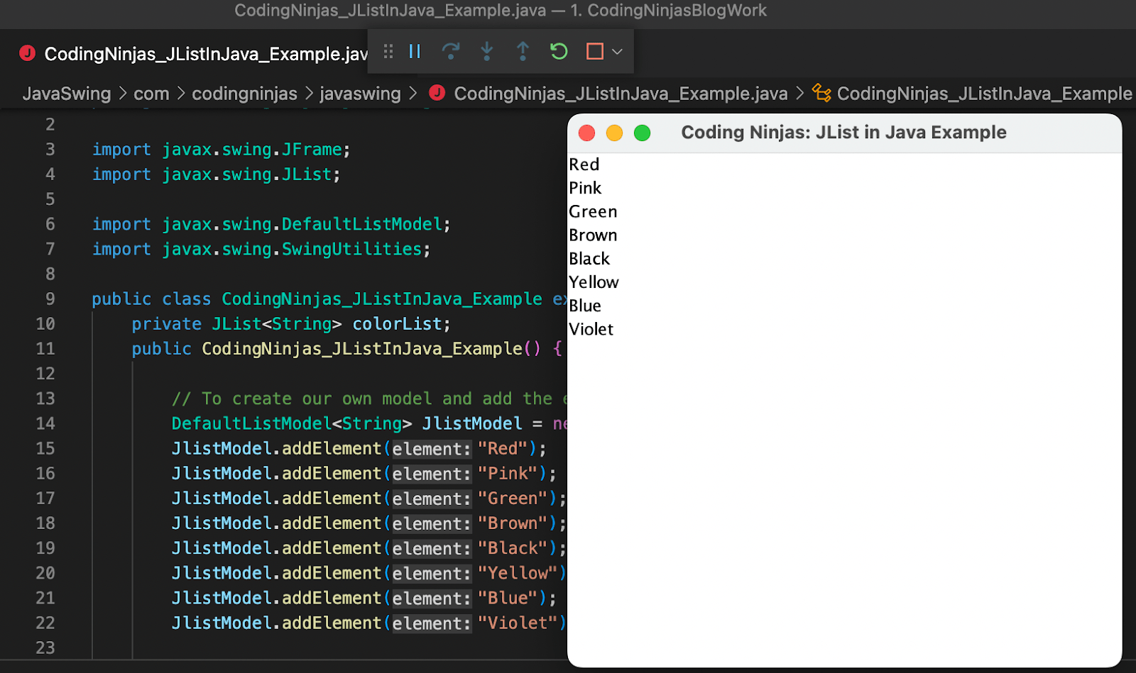 JList In Java Coding Ninjas CodeStudio
