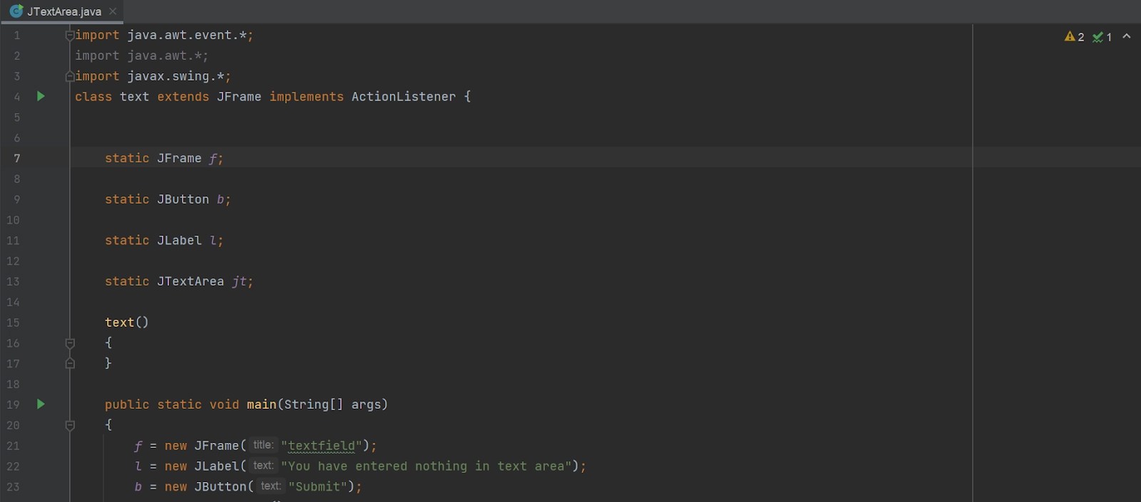 JTextArea In Java Coding Ninjas