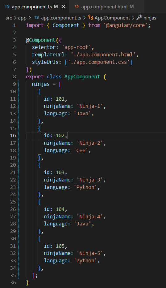 ngfor in angular Coding Ninjas