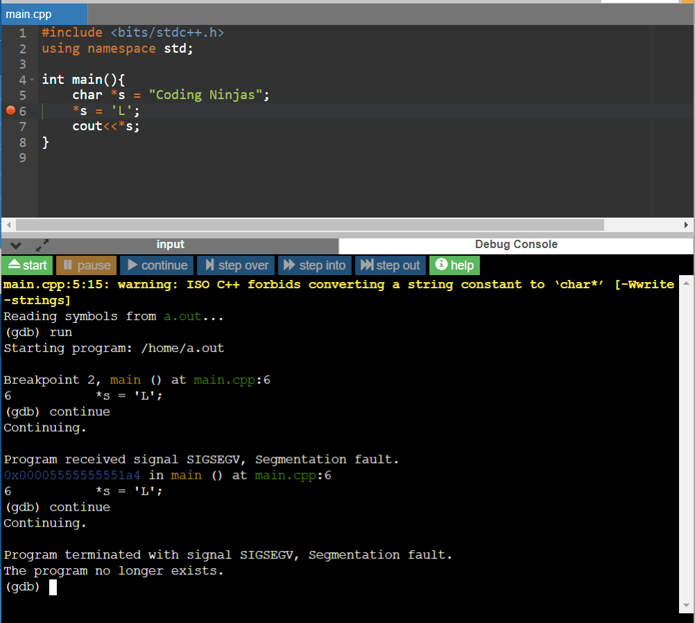 What is the segmentation fault in C/C++? Coding Ninjas CodeStudio