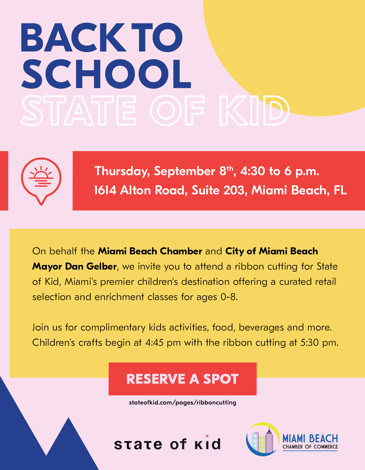 TOMORROW State of Kid Ribbon Cutting + Complimentary activities for kids