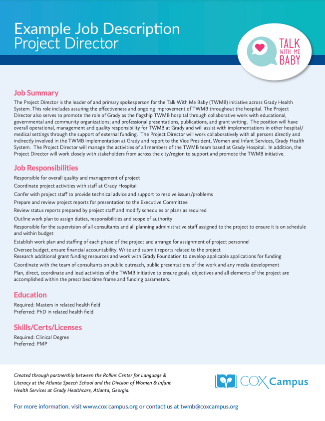 TWMBGrady Job Description Bundle Resource Library Cox Campus