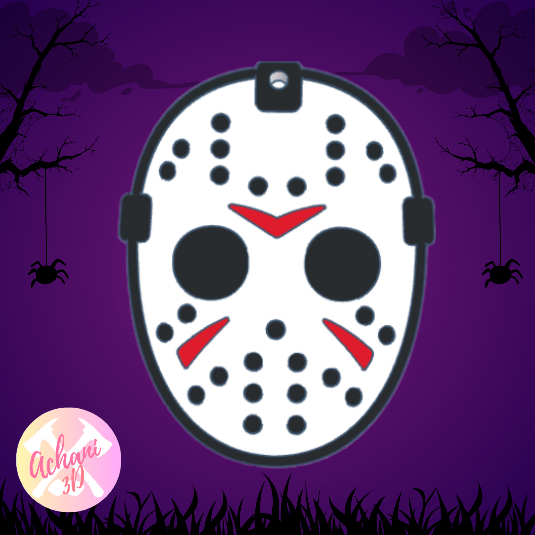STL file Jason's Mask Halloween Keychain・Model to download and 3D print