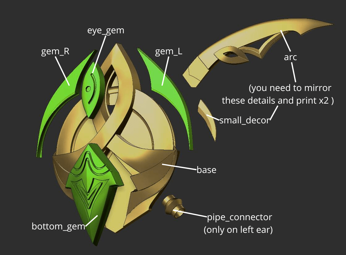 3D file Alhaitam headphones 3d print cosplay stl files 🎧・3D printing