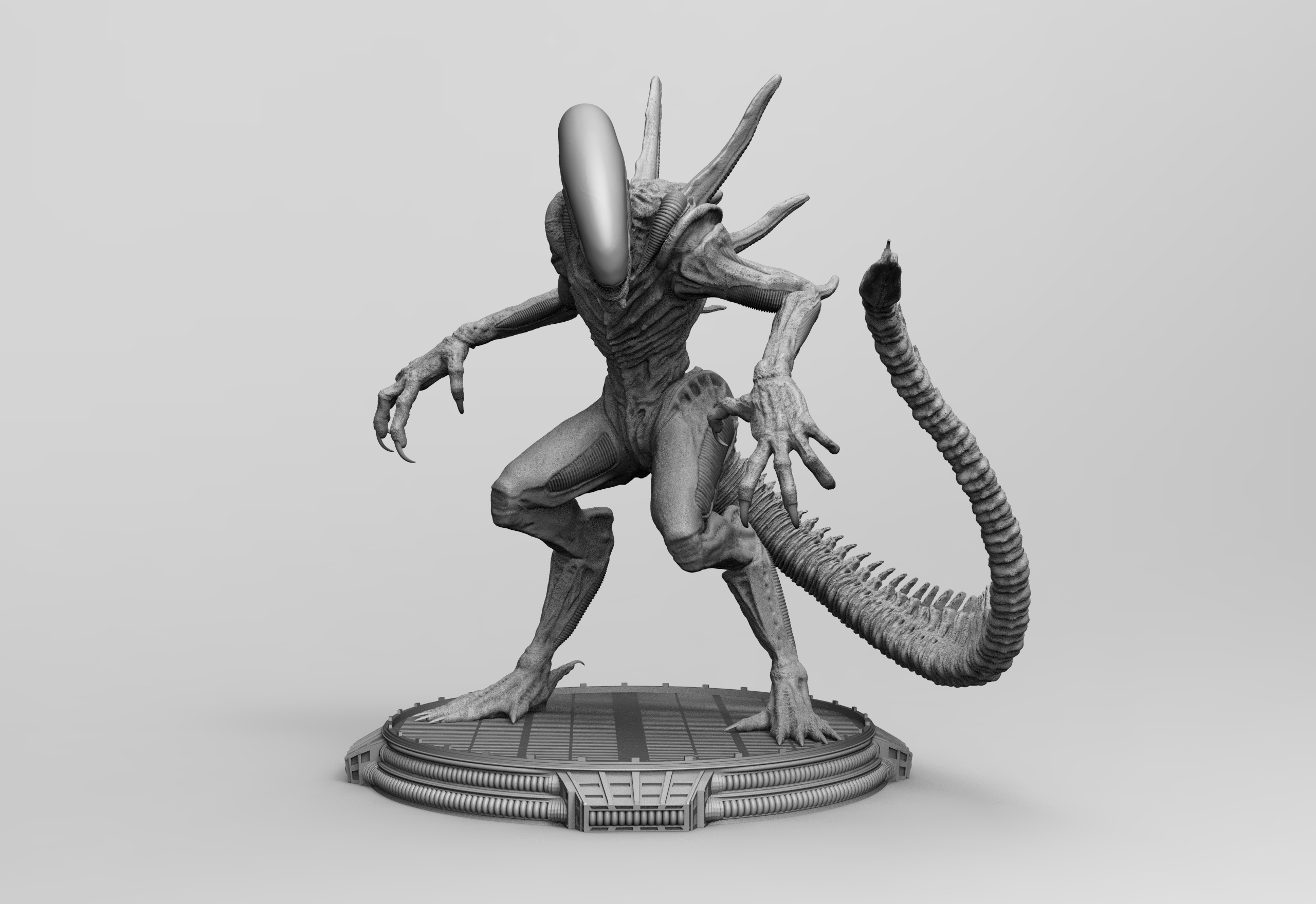 3D file Alien Xenomorph 3D Print On Toxic Chamber Diorama 3D print