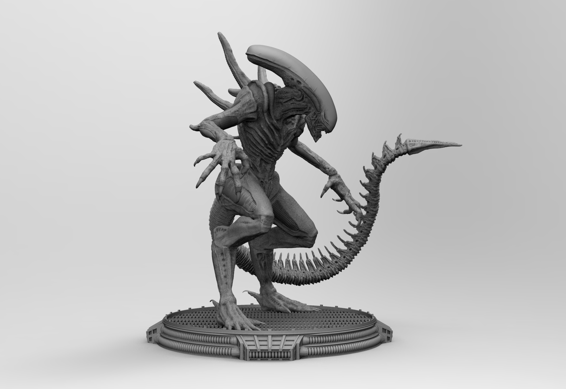 3D file Alien Xenomorph 3D Print On Toxic Chamber Diorama 3D print