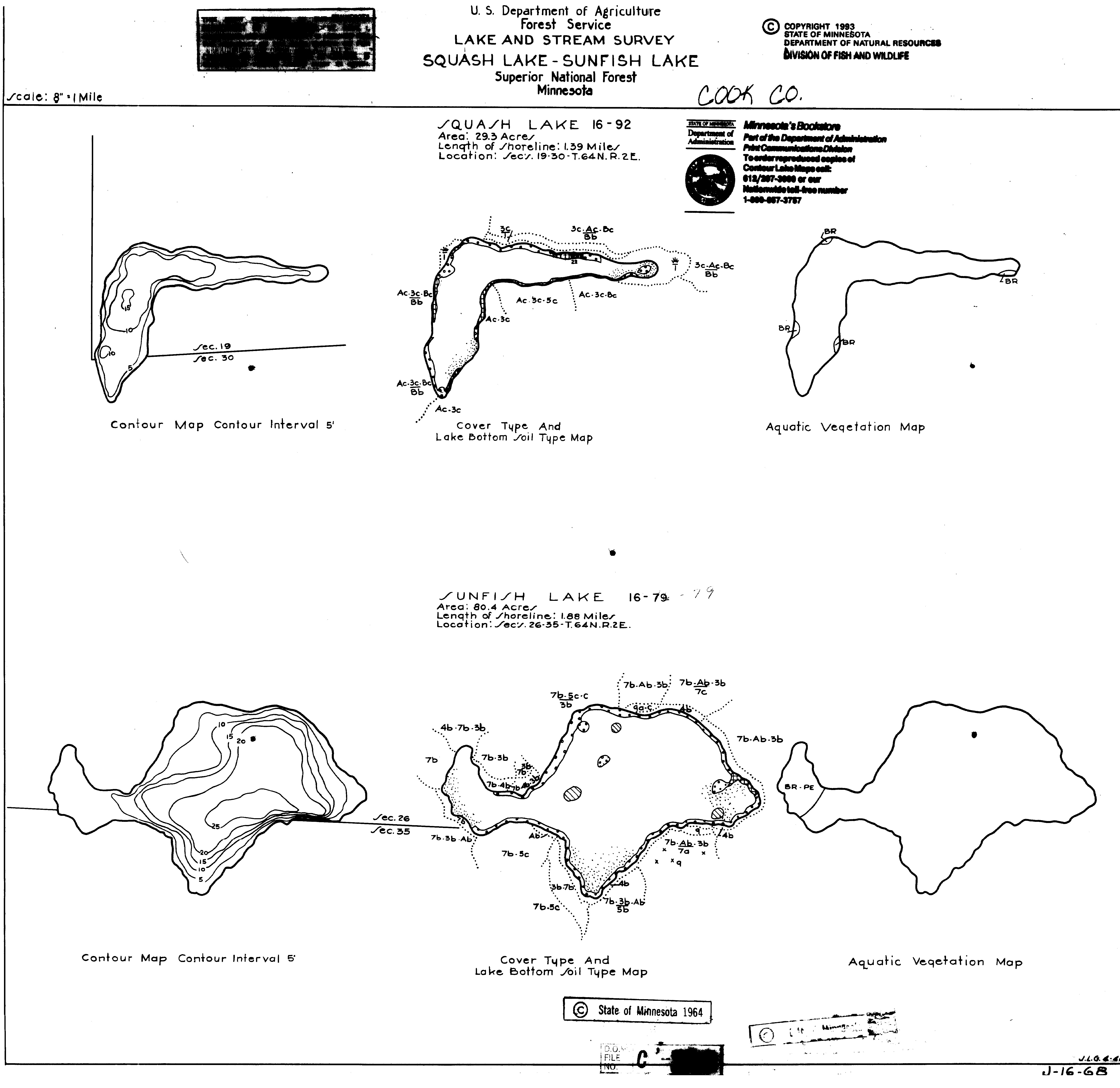 Lake Depth Maps Sunfish (16007900) LakeFinder Minnesota DNR