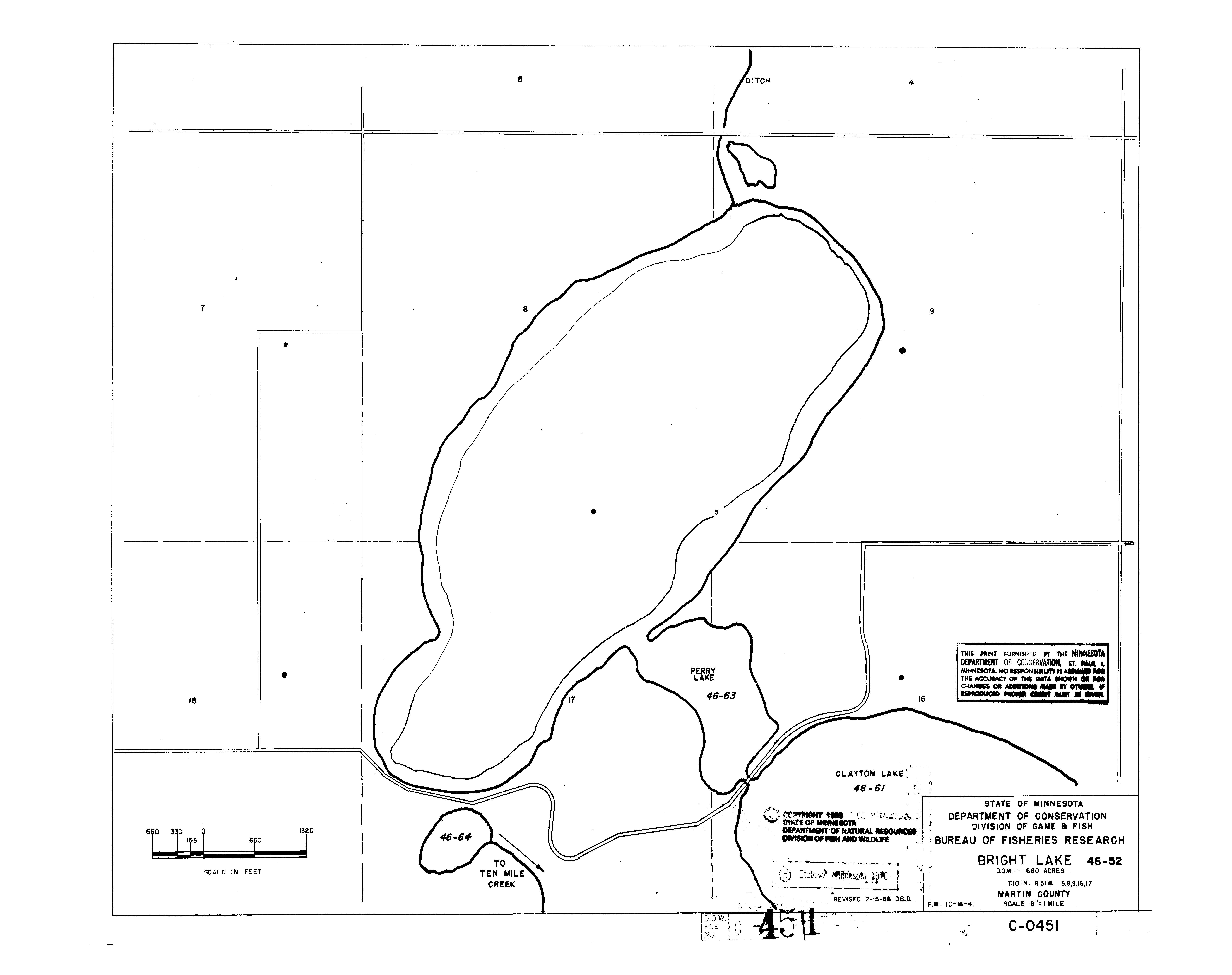 Lake Depth Maps Bright (46005200) LakeFinder Minnesota DNR