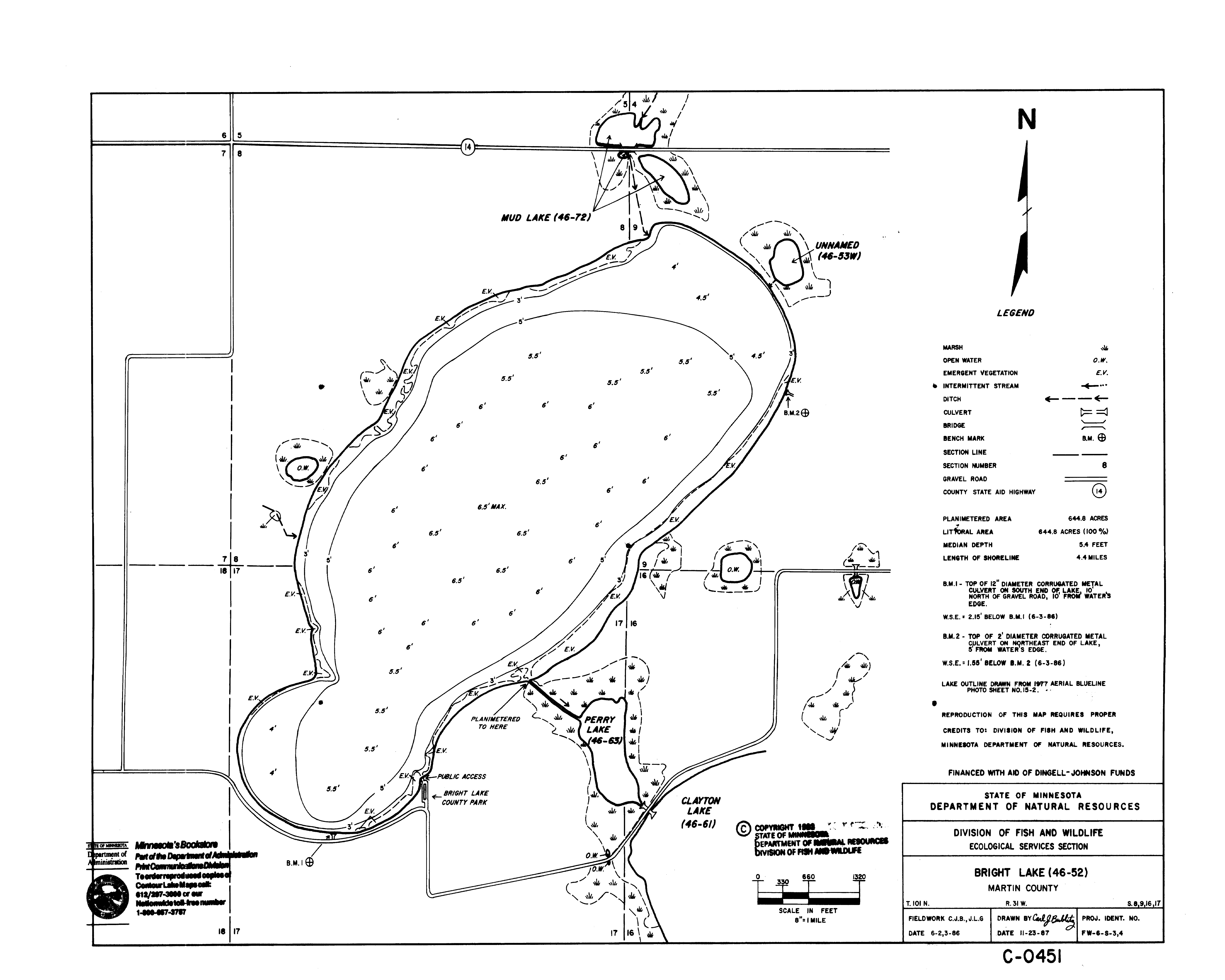 Lake Depth Maps Bright (46005200) LakeFinder Minnesota DNR