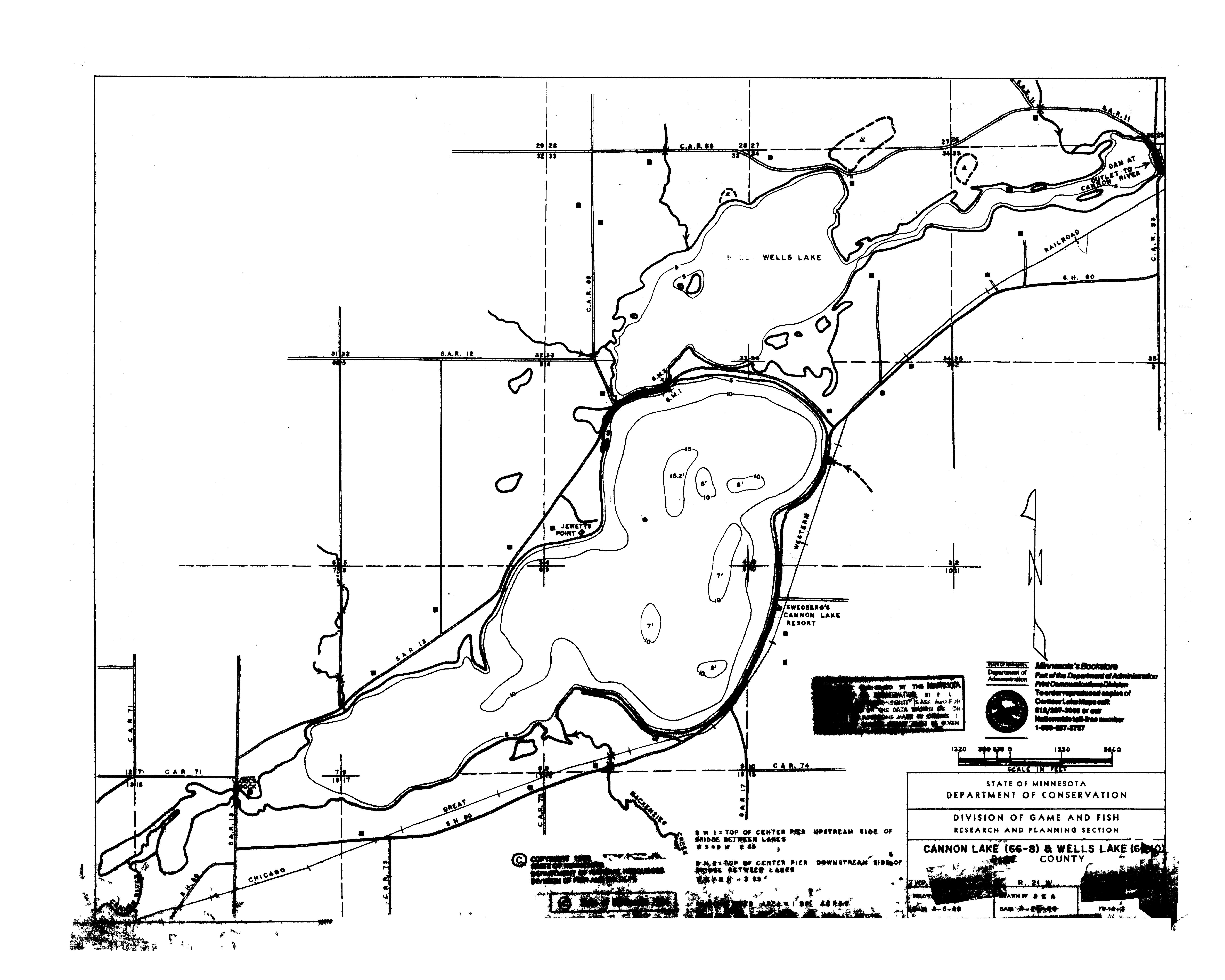 Lake Depth Maps Wells (66001000) LakeFinder Minnesota DNR