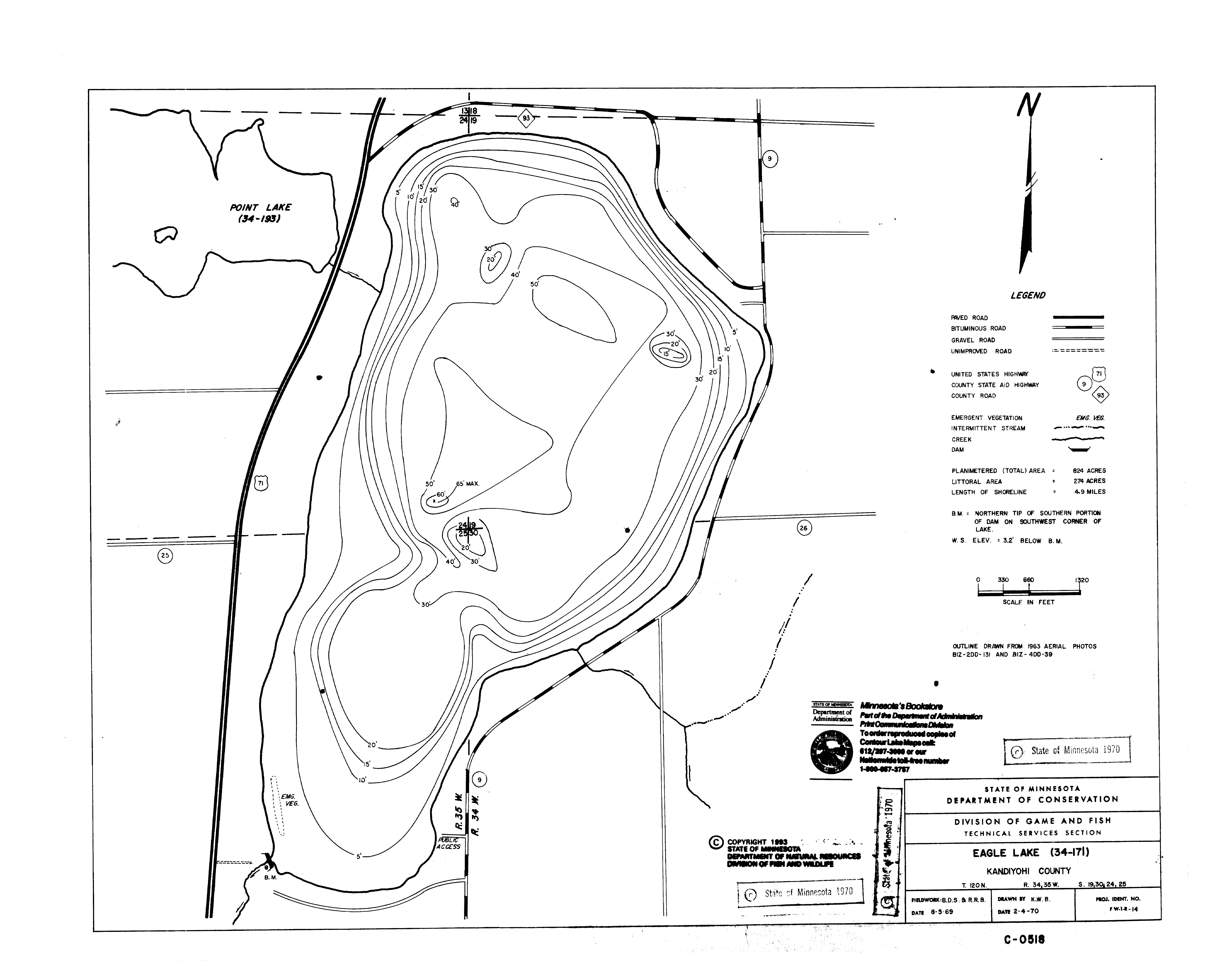 Lake Depth Maps Eagle (34017100) LakeFinder Minnesota DNR