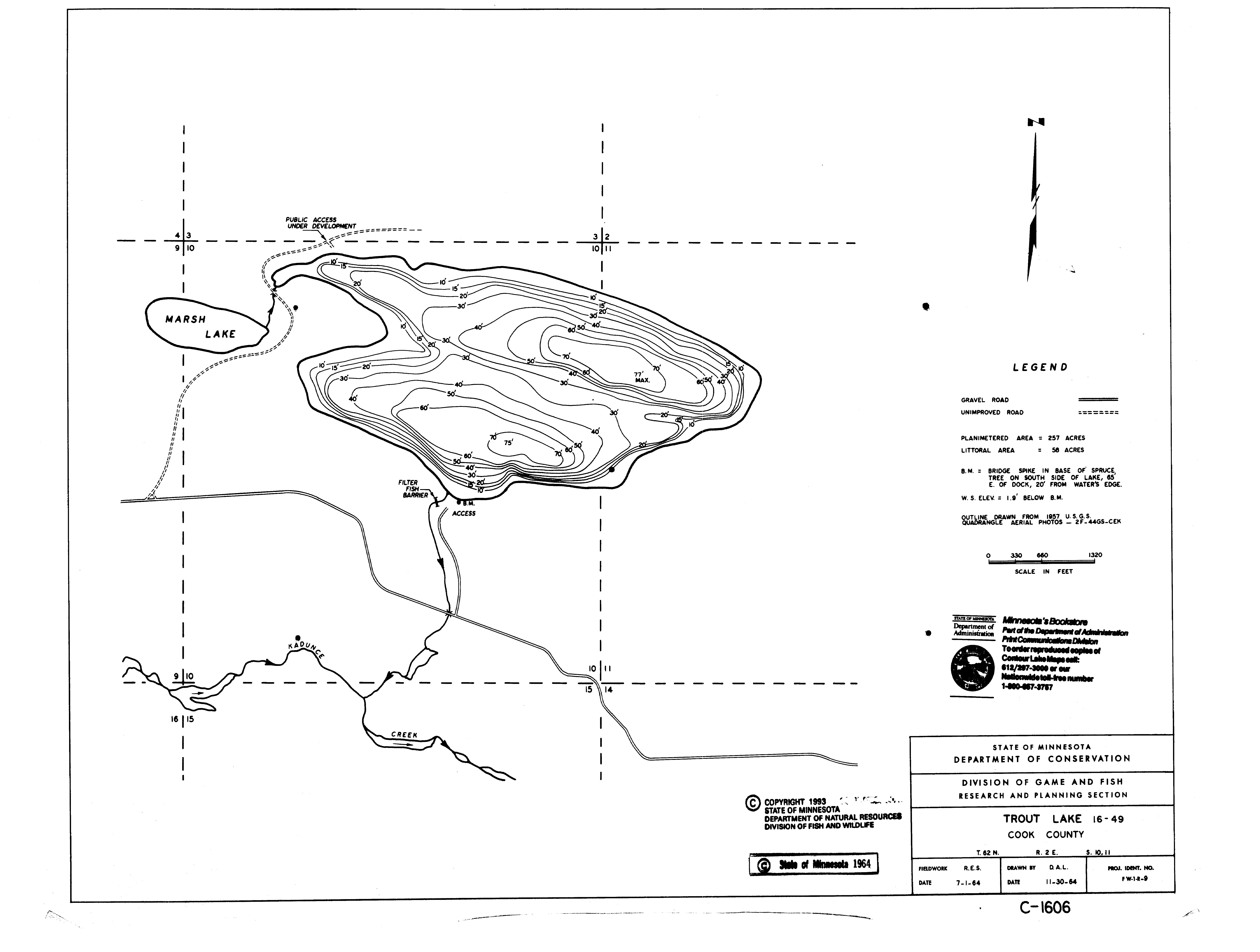 Lake Depth Maps Trout (16004900) LakeFinder Minnesota DNR