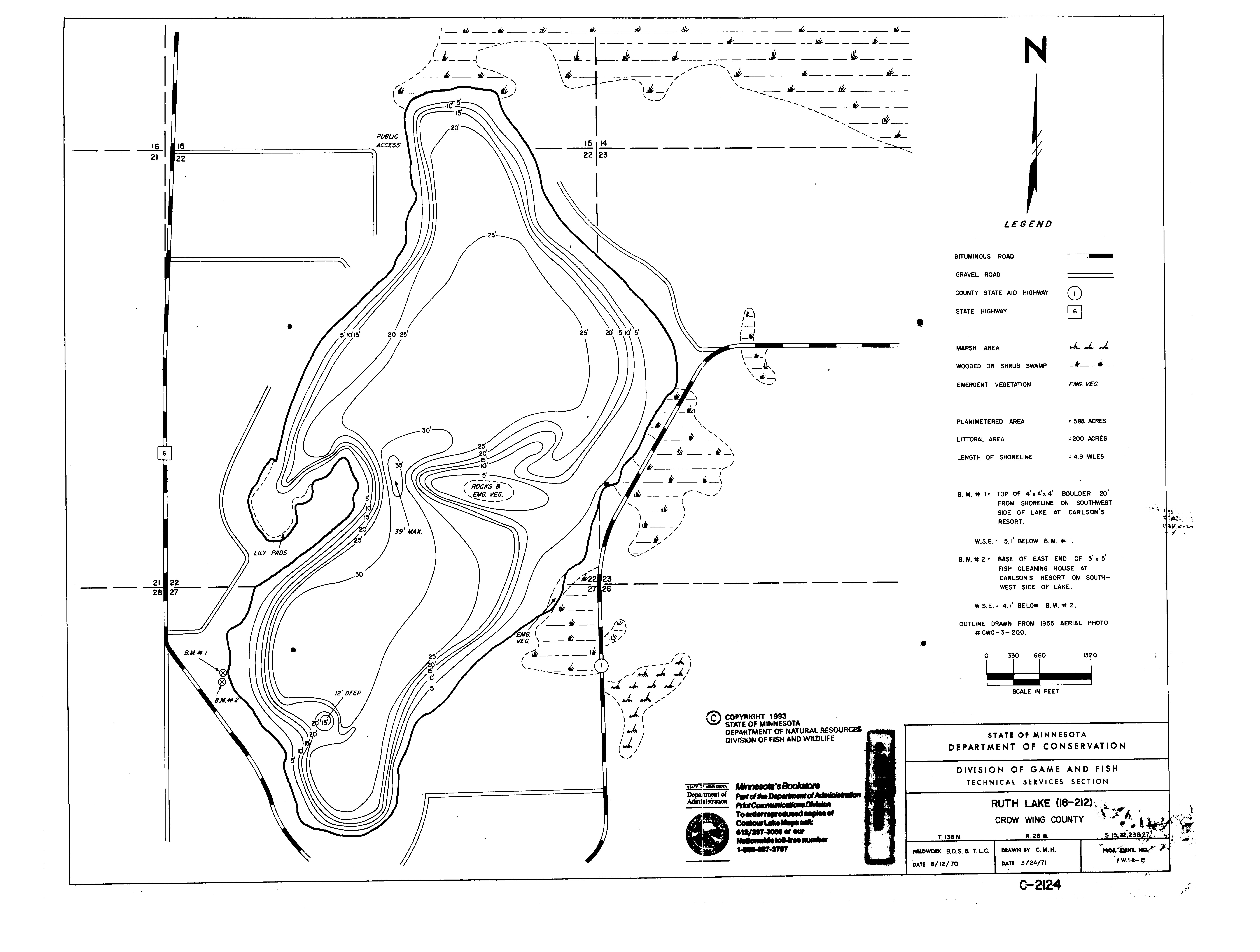 Lake Depth Maps Ruth (18021200) LakeFinder Minnesota DNR