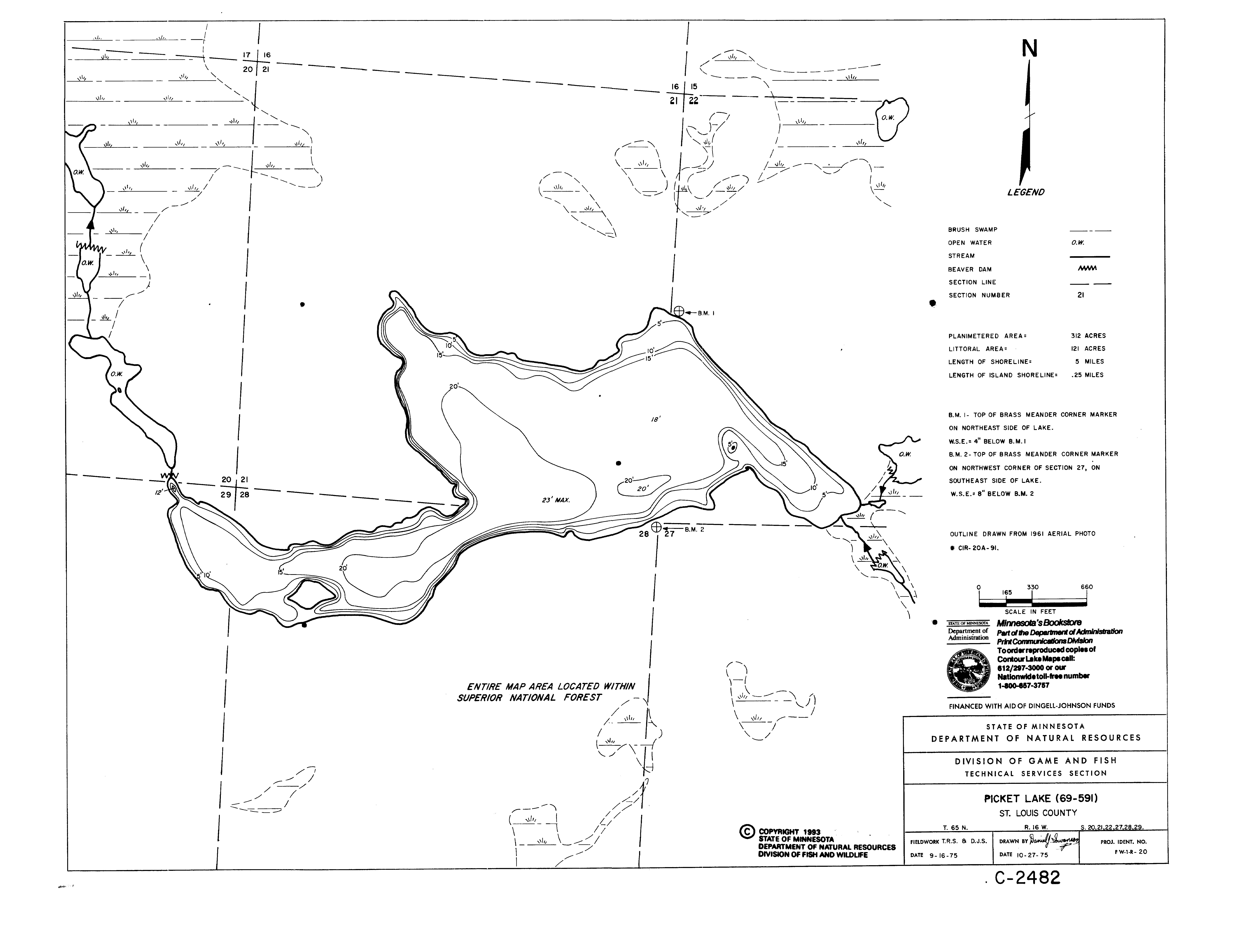 Lake Depth Maps Picket (69059100) LakeFinder Minnesota DNR