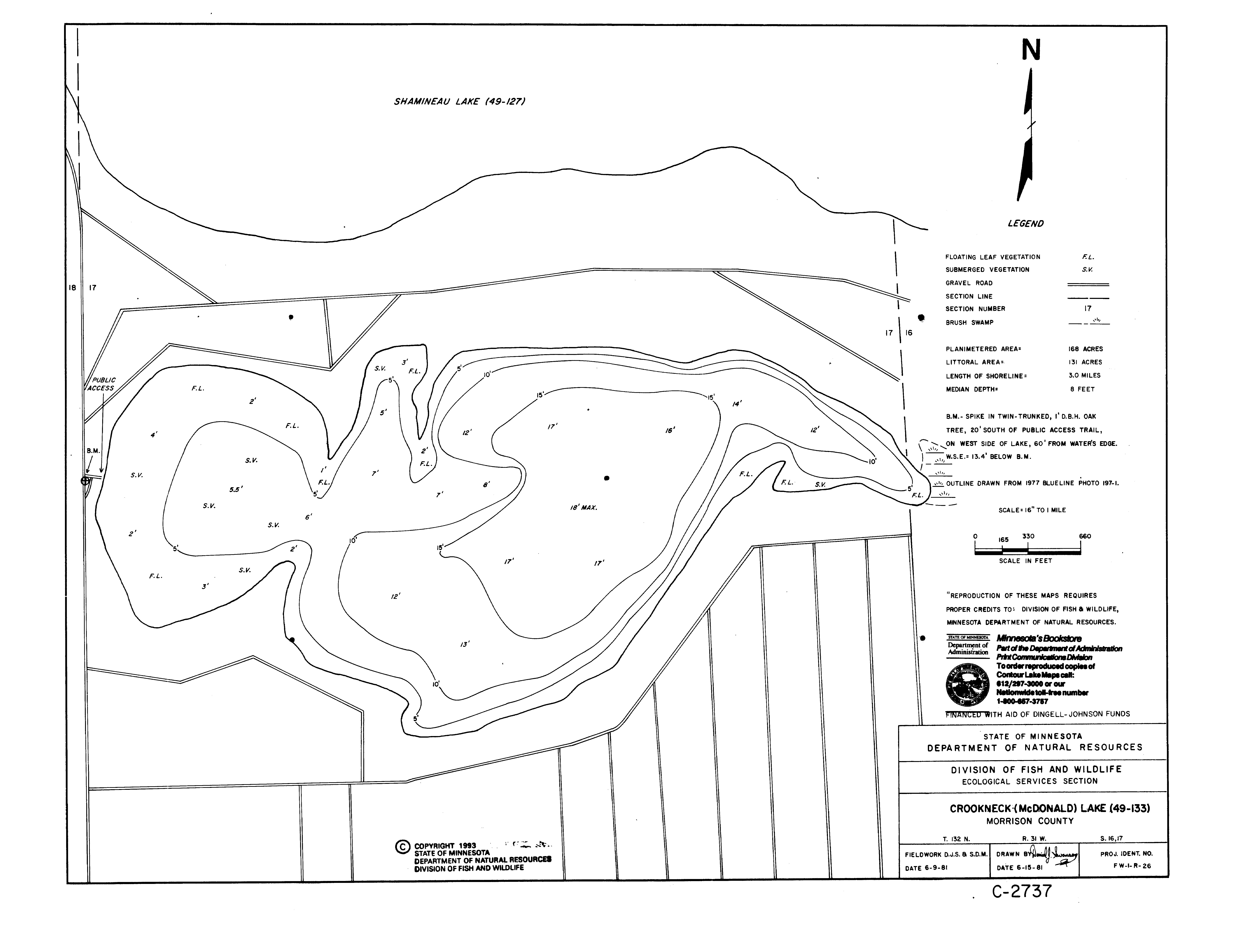 Lake Depth Maps Crookneck (49013300) LakeFinder Minnesota DNR