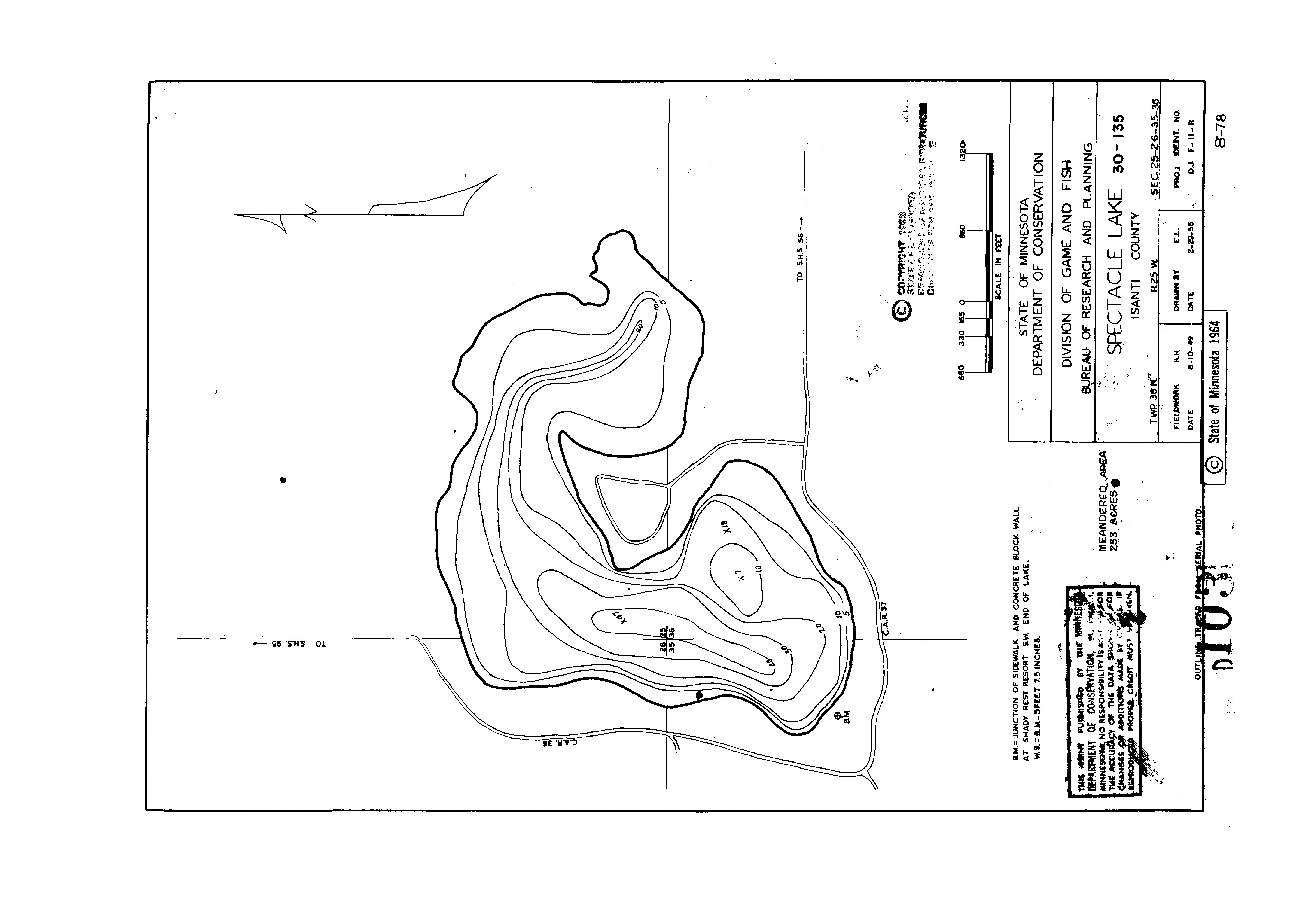 Lake Depth Maps Spectacle (30013500) LakeFinder Minnesota DNR