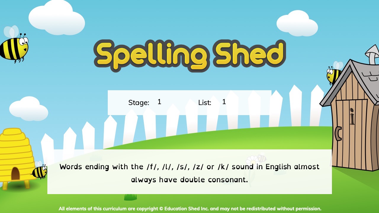 Spelling Shed EdShed Resource // Spelling Shed Curriculum Stage 1