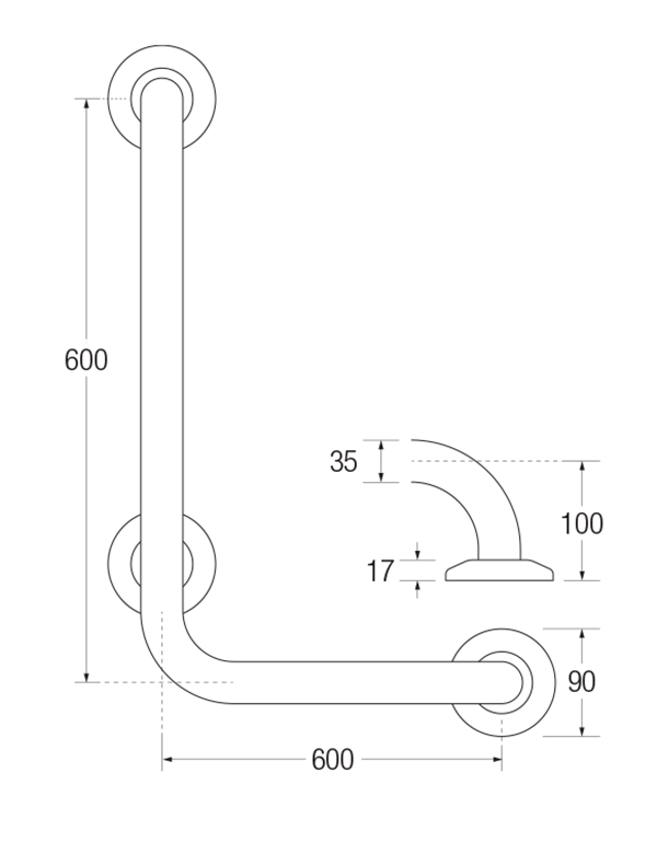 DTUK449 Dementia Friendly LShape Grab Rail