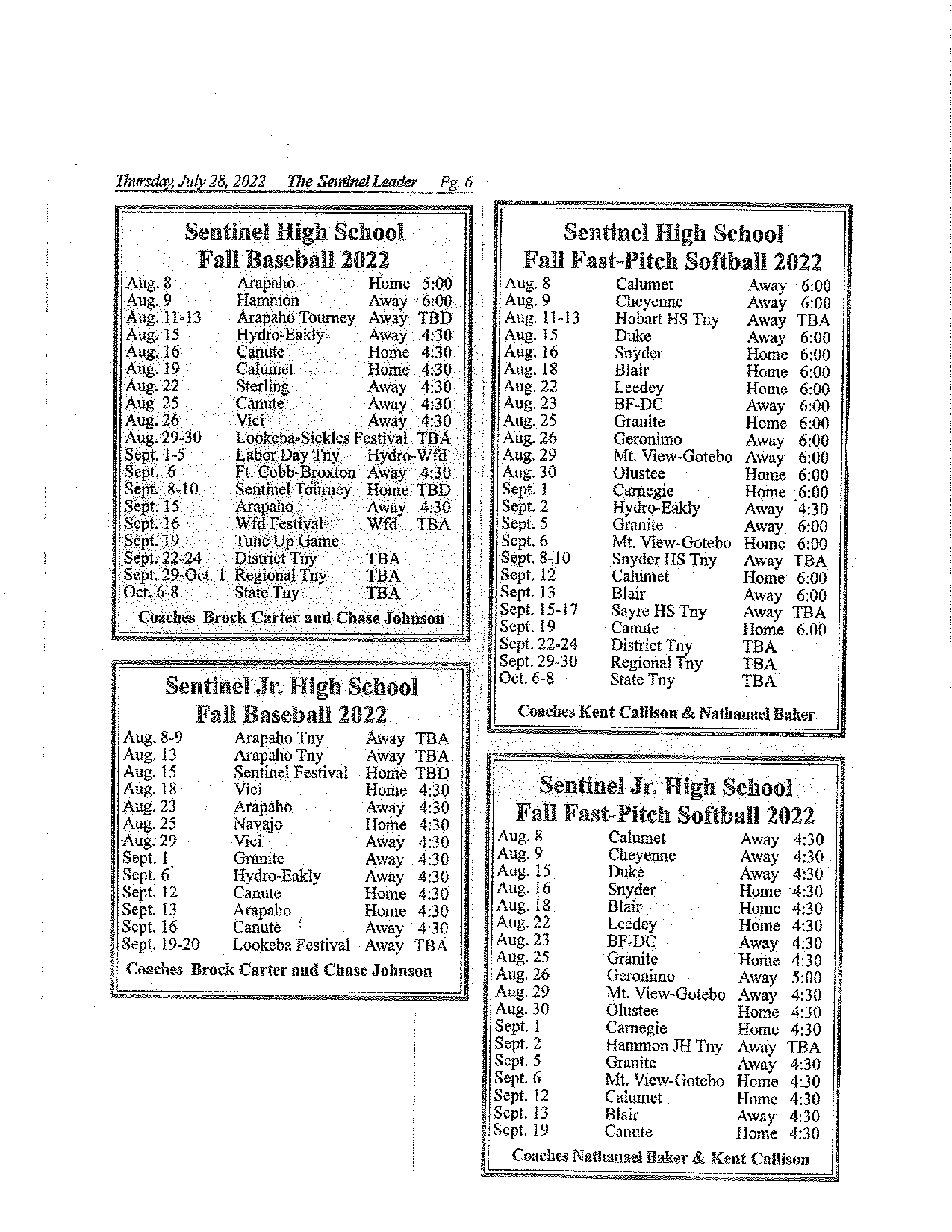 Oklahoma Activities And Events June 9th 2023 Sentinel Public Schools Softball