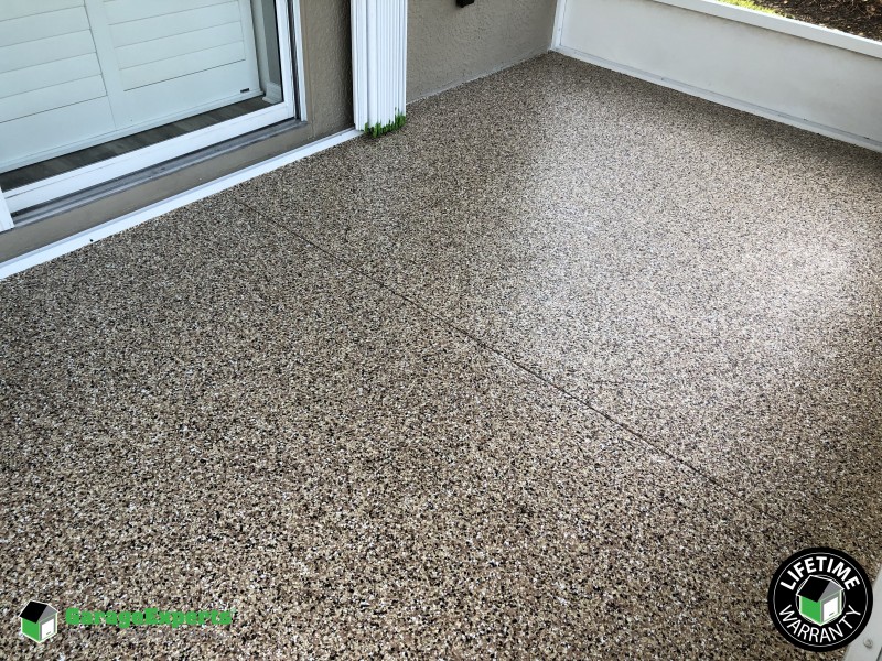 Epoxy Flooring Outdoor Patio 1/4" Saddle Tan Garage Experts of Brevard