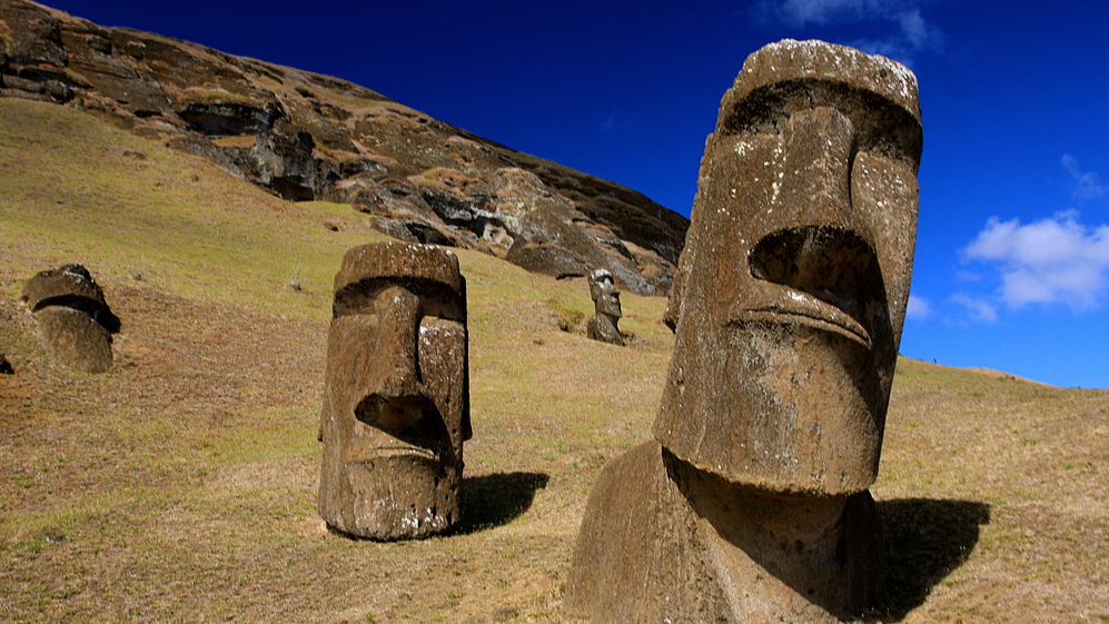 Although the Easter Island heads are floating in the middle of the