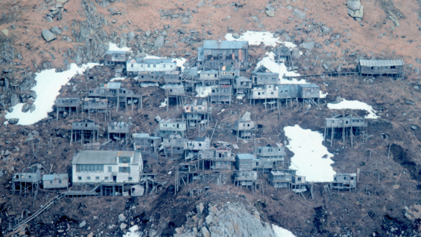 The abandoned stilt village of Ukivok on King Island was built by the indigenous Iñupiat