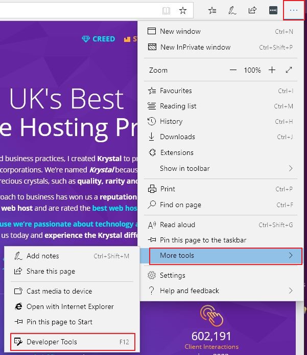 How to view your web browsers developer tools and error console