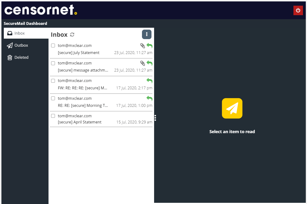Using the SecureMail dashboard Help Unified Security Service