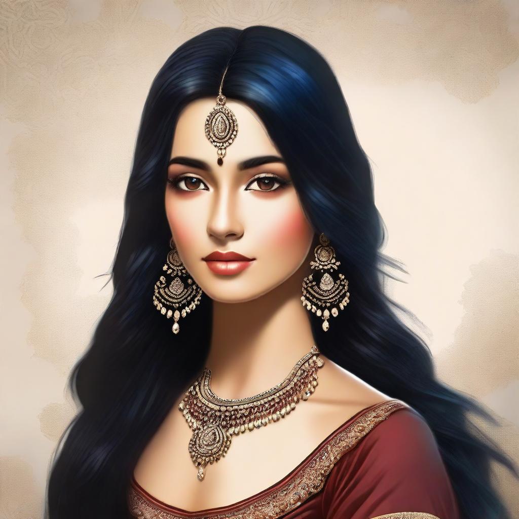 Capture the Essence: Realistic Portrait of a Light-Skinned Indian Girl