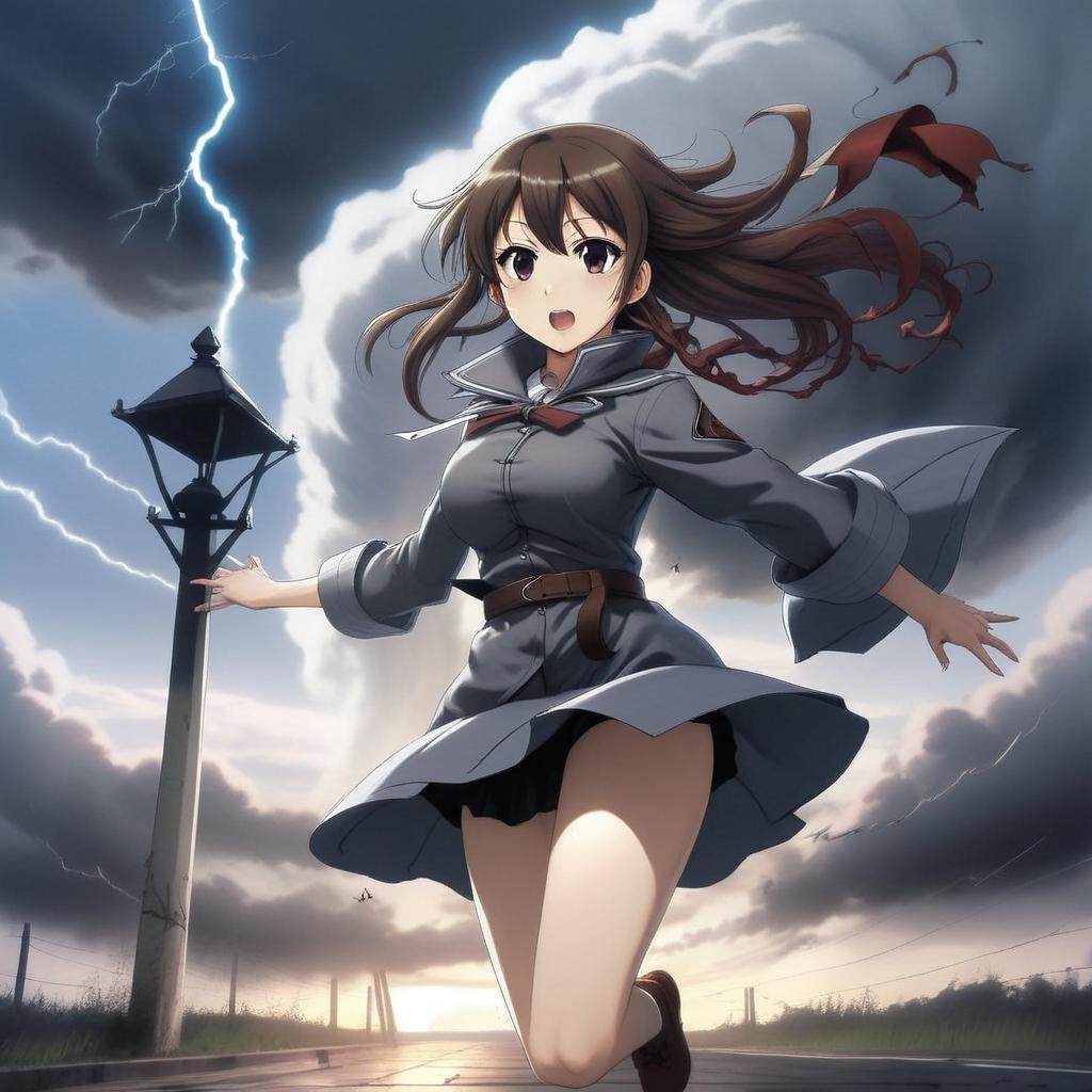 Fearless In The Storm Anime Girl With Sword