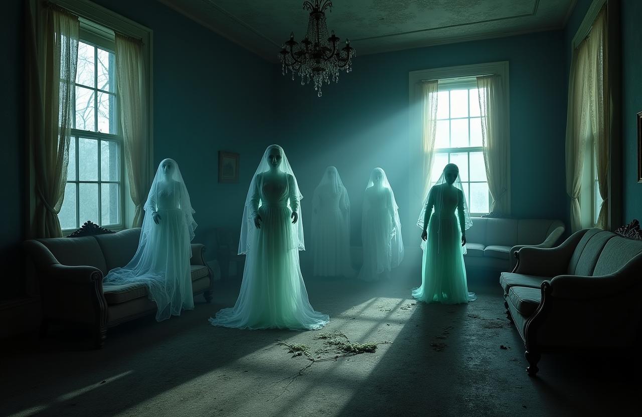 Haunting Beauty Ghostly Apparitions in an Abandoned Mansion
