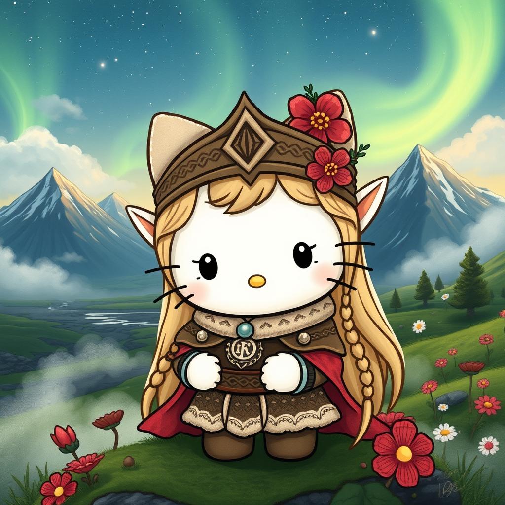 Enchanting Hello Kitty Valkyrie Elf in Iceland